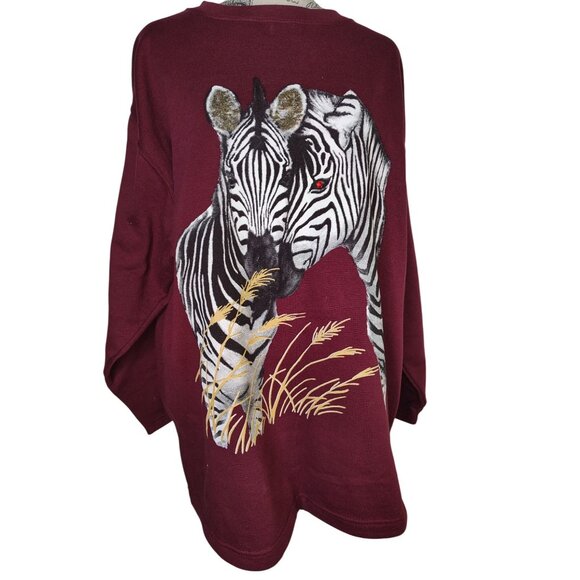 Vintage World Wildlife Fun XL, 18/20, Sweatshirt, Zebra Couple, Rhinestone Eye - Picture 1 of 5